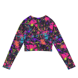 Purple Graffiti Long Sleeve Crop Top