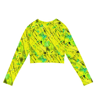 Neon Yellow Graffiti Long Sleeve Crop Top