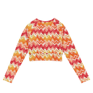 Yellow & Orange Zigzags Long Sleeve Crop Top