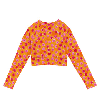 Orange & Pink Dots Long Sleeve Crop Top