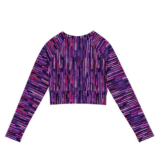 Purple Stripes Long Sleeve Crop Top