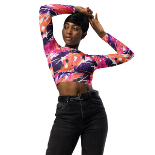Peach & Pink Graffiti Long Sleeve Crop Top
