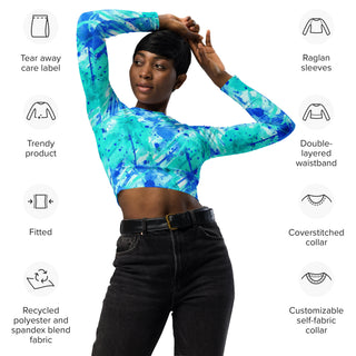 Neon Blue Long Sleeve Crop Top