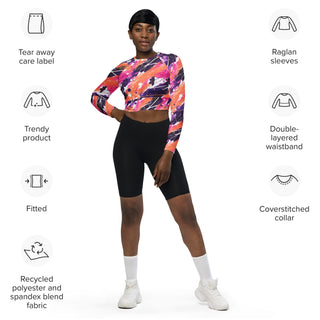 Peach & Pink Graffiti Long Sleeve Crop Top
