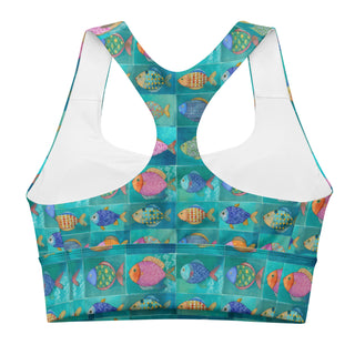 Turquoise Fish Longline Sports Bra