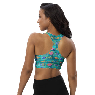 Turquoise Fish Longline Sports Bra