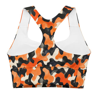 Black & Orange Camo Longline Sports Bra