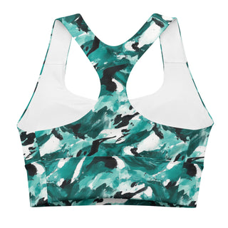 Teal Camo Longline Sports Bra