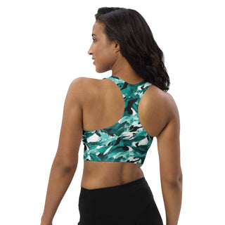 Teal Camo Longline Sports Bra