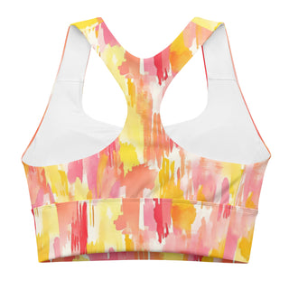 Coral & Yellow Camo Longline Sports Bra