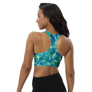 Blue & Green Camo Longline Sports Bra