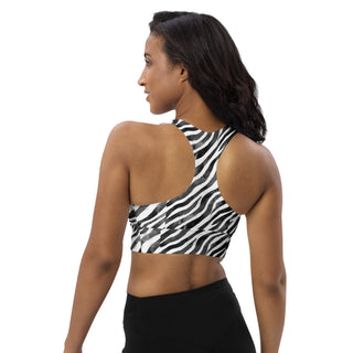 Black & White Zebra Stripes Longline Sports Bra