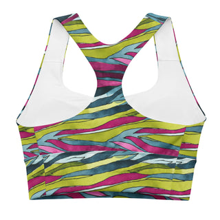 Rainbow Zebra Stripes Longline Sports Bra