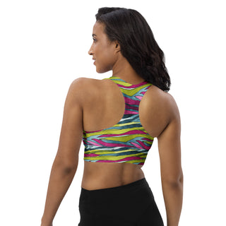 Rainbow Zebra Stripes Longline Sports Bra
