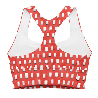 Red Pixels Longline Sports Bra