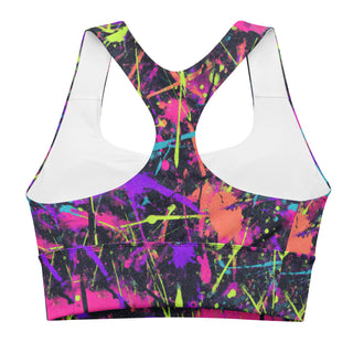 Purple Graffiti Longline Sports Bra