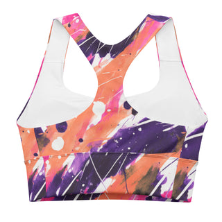 Peach & Pink Graffiti Longline Sports Bra