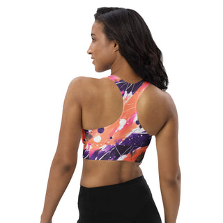 Peach & Pink Graffiti Longline Sports Bra