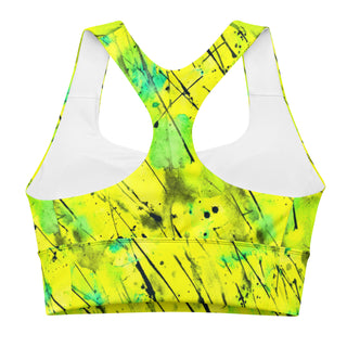 Neon Yellow Graffiti Longline Sports Bra