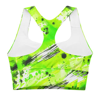 Neon Green Graffiti Longline Sports Bra