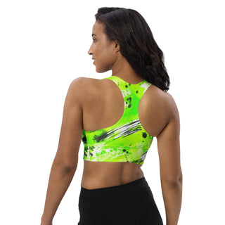 Neon Green Graffiti Longline Sports Bra