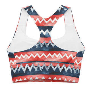 Red & Blue Zigzags Longline Sports Bra