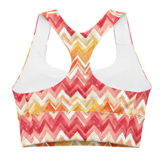 Yellow & Orange Zigzags Longline Sports Bra