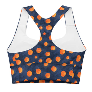 Navy & Orange Dots Longline Sports Bra