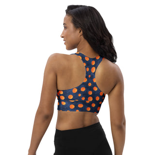 Navy & Orange Dots Longline Sports Bra