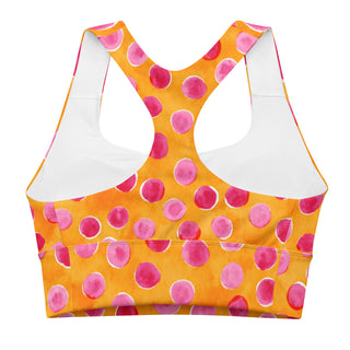 Orange & Pink Dots Longline Sports Bra