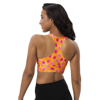 Orange & Pink Dots Longline Sports Bra