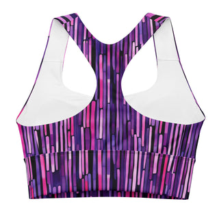 Purple Stripes Longline Sports Bra