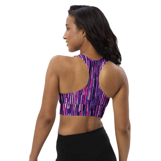 Purple Stripes Longline Sports Bra