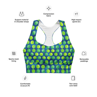 High-impact sports bra with compression, breathable mesh lining, and removable padding for flexible support