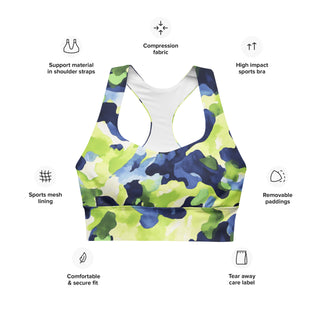 Navy & Green Camo Longline Sports Bra