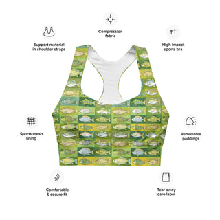 Bright Green Fish Longline Sports Bra