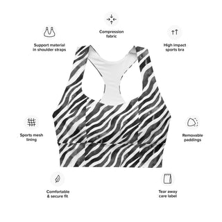 Black & White Zebra Stripes Longline Sports Bra