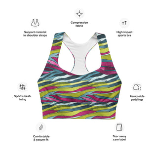 Rainbow Zebra Stripes Longline Sports Bra