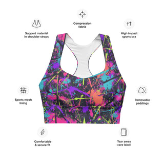 Purple Graffiti Longline Sports Bra