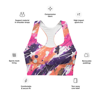 Peach & Pink Graffiti Longline Sports Bra