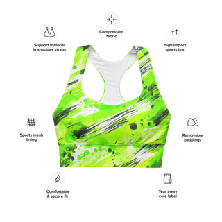Neon Green Graffiti Longline Sports Bra