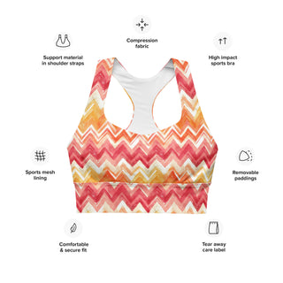Yellow & Orange Zigzags Longline Sports Bra