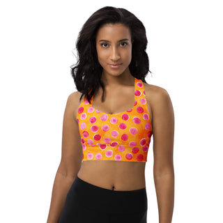 Orange & Pink Dots Longline Sports Bra