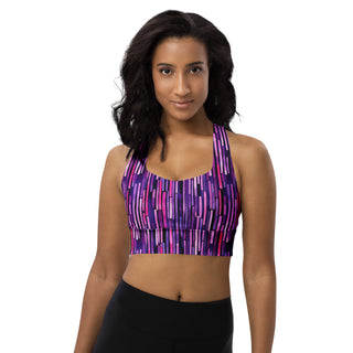 Purple Stripes Longline Sports Bra