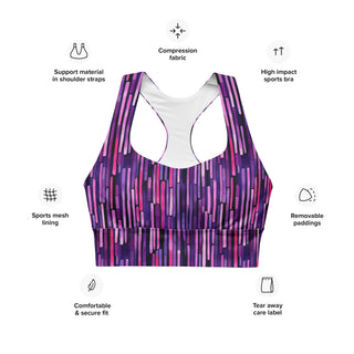Purple Stripes Longline Sports Bra