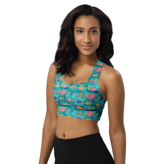 Turquoise Fish Longline Sports Bra