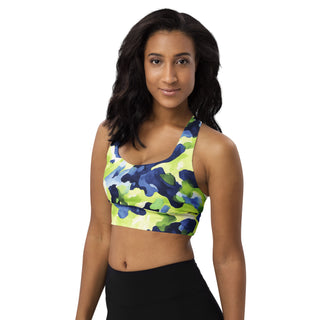 Navy & Green Camo Longline Sports Bra