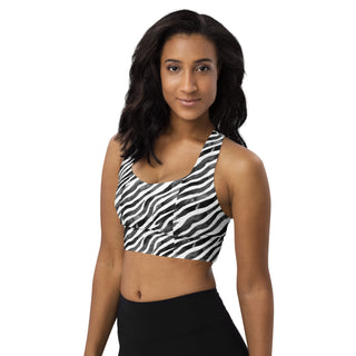 Black & White Zebra Stripes Longline Sports Bra