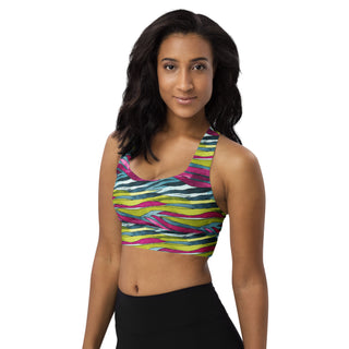Rainbow Zebra Stripes Longline Sports Bra