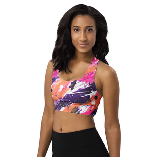 Peach & Pink Graffiti Longline Sports Bra